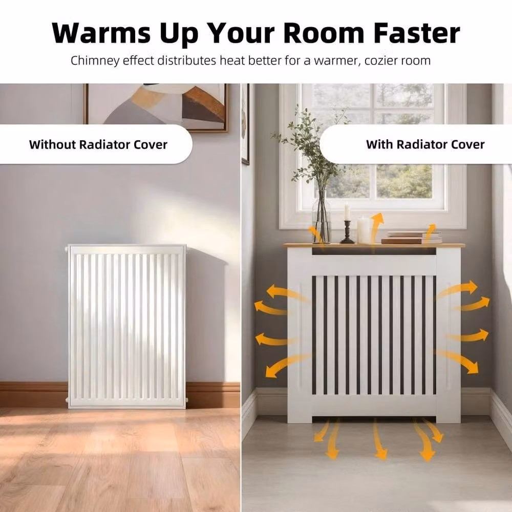 Hinsinc Vertical S Tall Wooden Radiator Cover Cabinet in White, W/D/H: 78 x 20 x 83 cm – 2