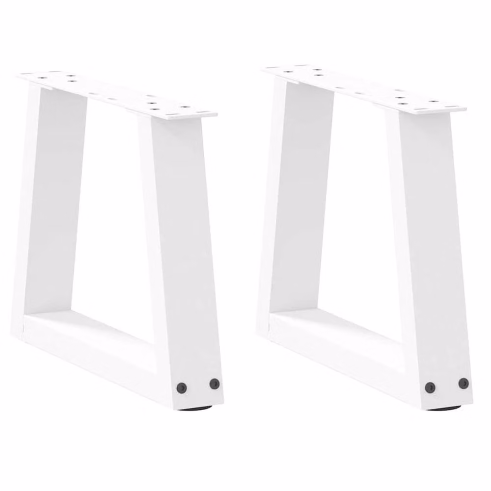 Berkfield Home V-Shape Dining Table Legs, 2 Piece White Steel Set, W: 30 cm x D: 30 cm