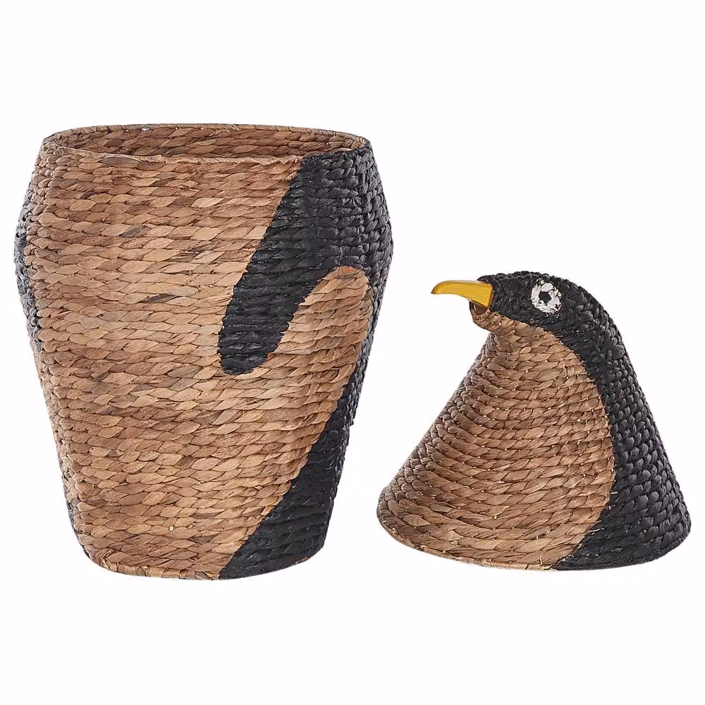Wyld and Coco Penguin Wicker Toy Basket in Brown, Sand and Multicolour, W/D/H: 68.0 x 40.0 x 1.0 cm – 4