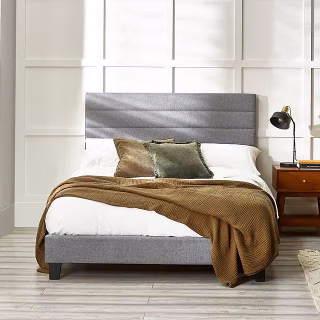 Julian Bowen Merida Upholstered Fabric Bed in Grey, 140 x 200 cm