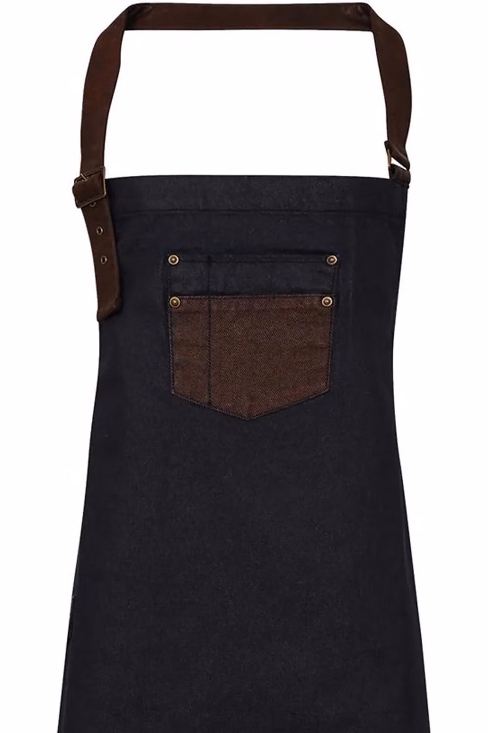 Premier Division Indigo Blue Waxed Look Faux Leather Denim Bib Apron – 2
