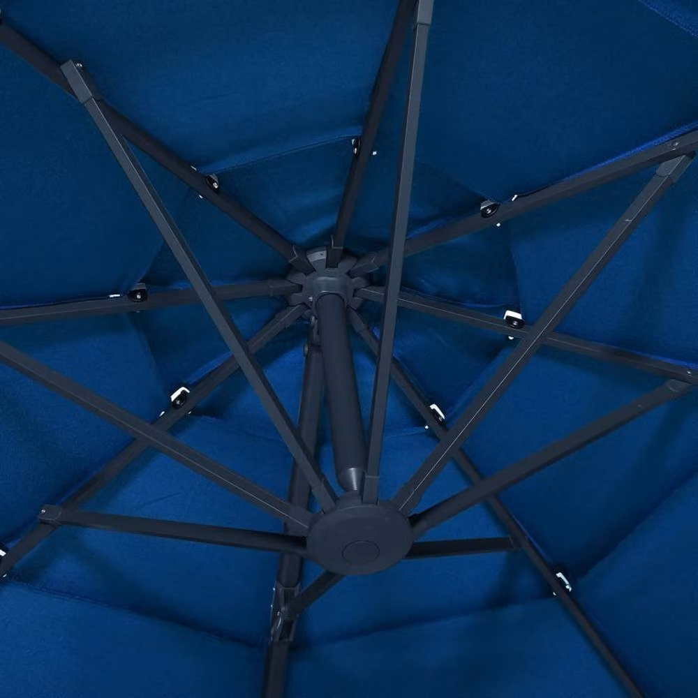 Berkfield Home 4-Tier Parasol with Aluminium Pole in Azure Blue, W: 300 cm, D: 300 cm, H: 247 cm – 3