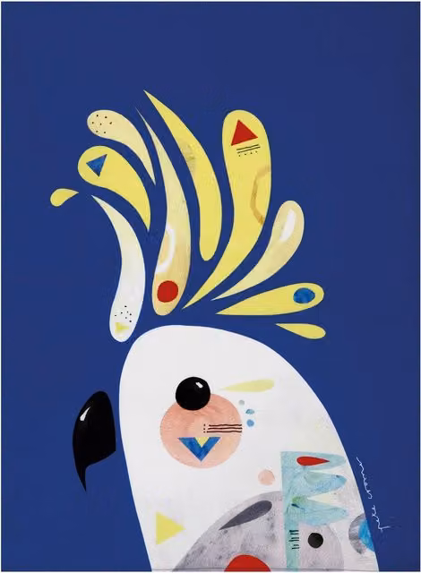 Maxwell & Williams Pete Cromer Cockatoo Cotton Tea Towel in White and Multicolour