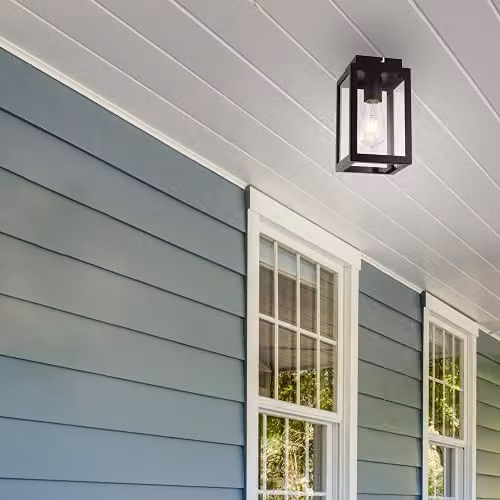 Harper Living Black and Transparent Glass Semi-Flush Ceiling Light with E27 Socket – 2