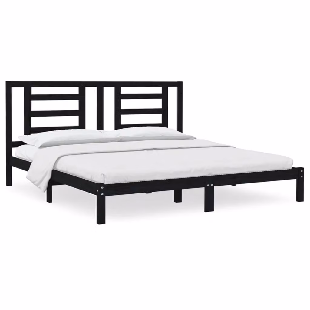 Berkfield Home Black Solid Wood Pine Bed Frame W/D/H: 200 x 200 cm – 2