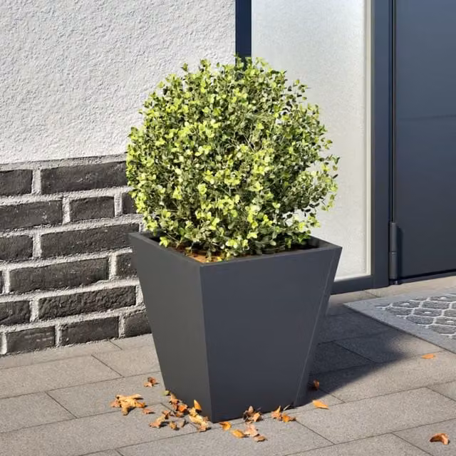 Berkfield Home Steel Garden Planter Tub in Anthracite and Black, W/D/H: 30 x 30 x 30 cm