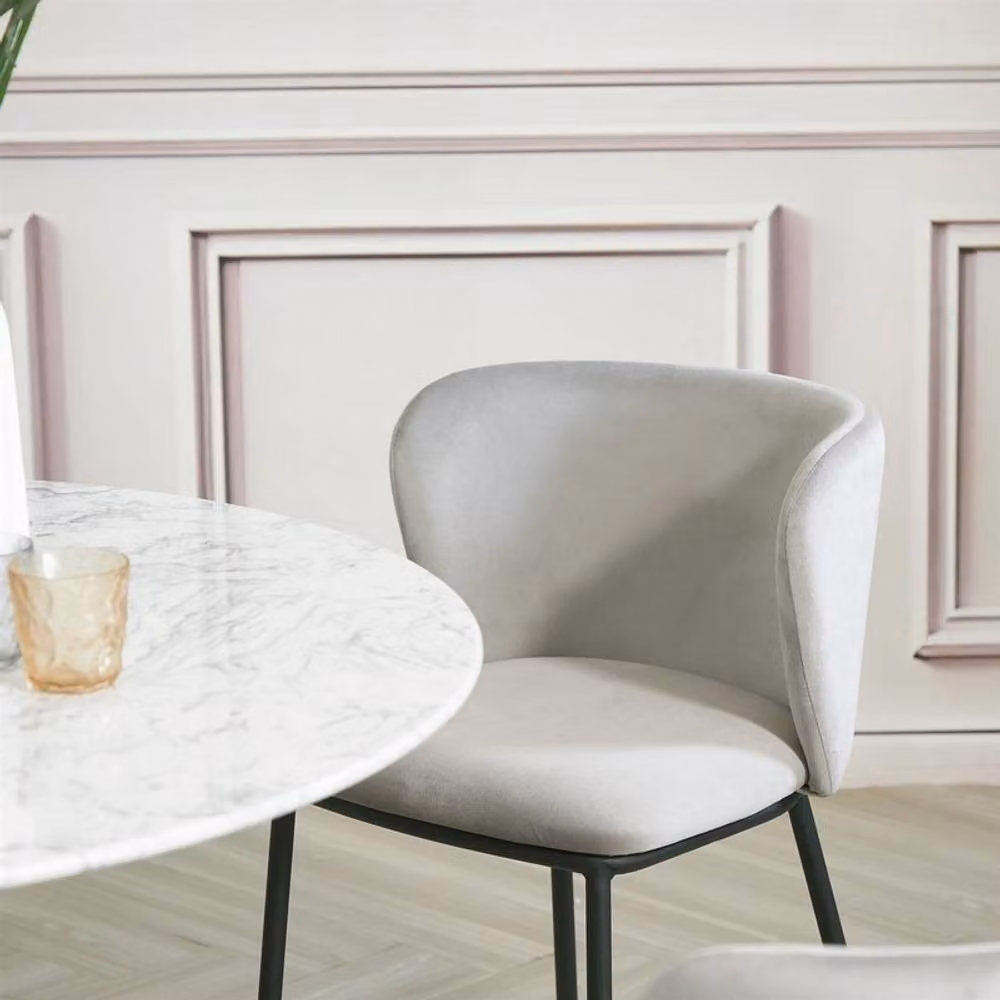 Lemon Pavilion MM Mandy Dining Chair Pack of 2 in Light Grey Velvet, W: 46.2 cm, D: 48 cm, H: 75.5 cm – 2