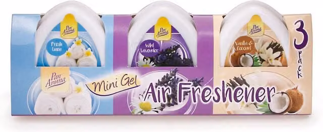 Pan Aroma Mini Gel Air Fresheners, Multicolour, Pack of 3