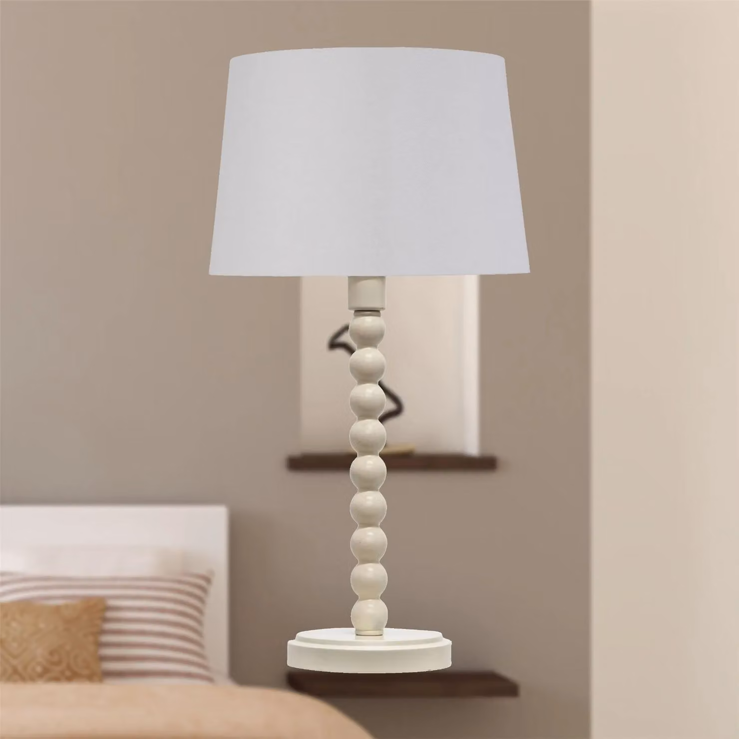 First Choice Lighting Bobbin Table Lamp with White and Chrome Shade, H: 42.0 cm x W: 28.5 cm x D: 28.5 cm – 2