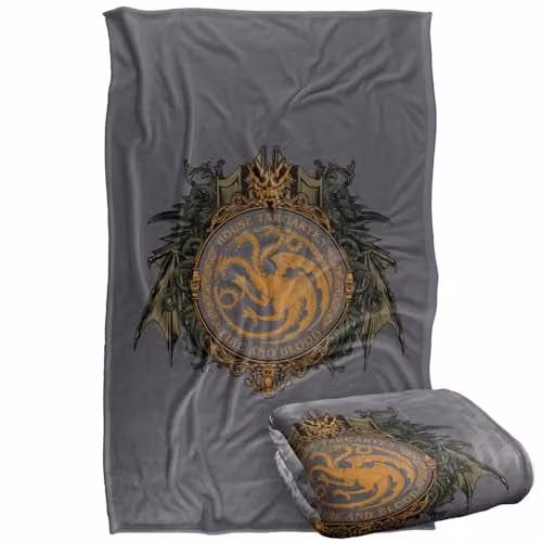 Warner Bros. Game of Thrones House Targaryen Super Soft Fleece Throw Blanket, Multicolour, W: 91.44 cm x L: 147 cm – 1