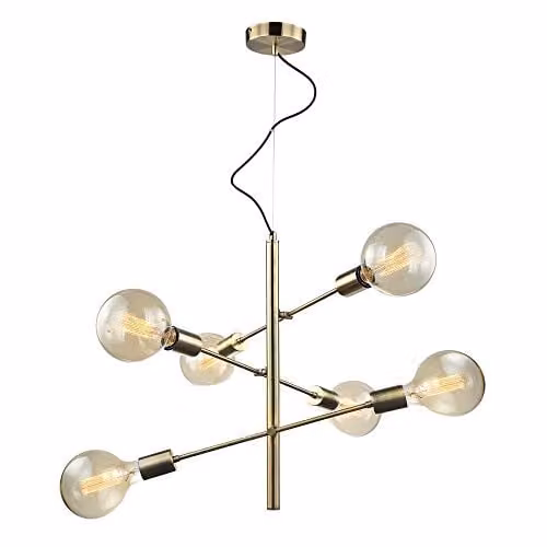 Italux Netlighting Modern Hanging Pendant Light in Bronze and Brown with 6 x E27 Glass Shades