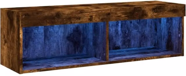 Berkfield Home Modern TV Cabinet with LED Lights in Smoked Oak Brown, W/D/H: 100 x 30 x 30 cm – 1