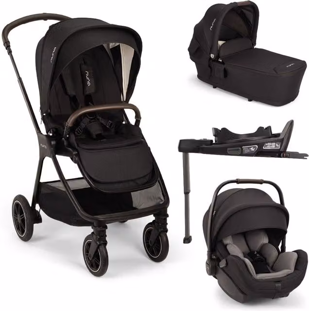 Nuna TRIV Next 2-in-1 Pushchair and Car Seat Set with Base in Caviar Black