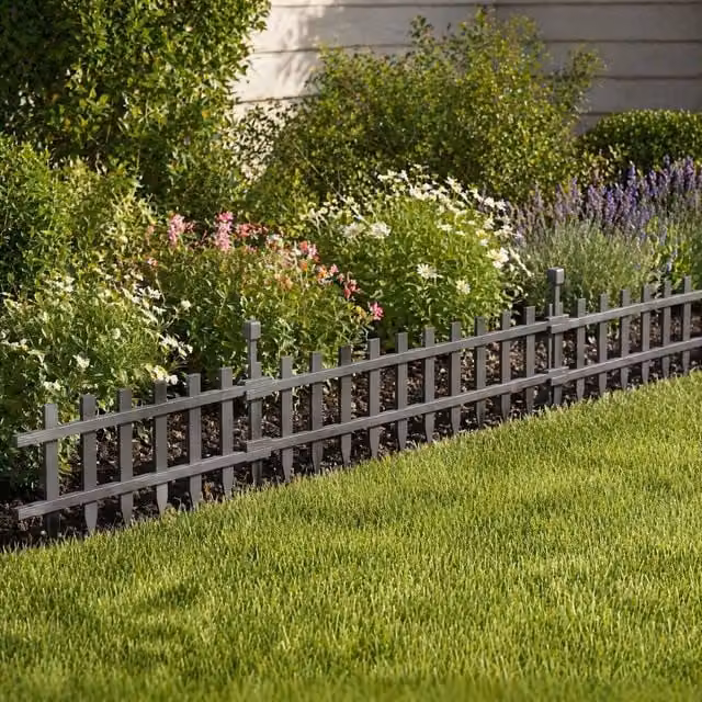 STILVORA 4 Piece Grey Wood Garden Fence Set with Connecting Anchors