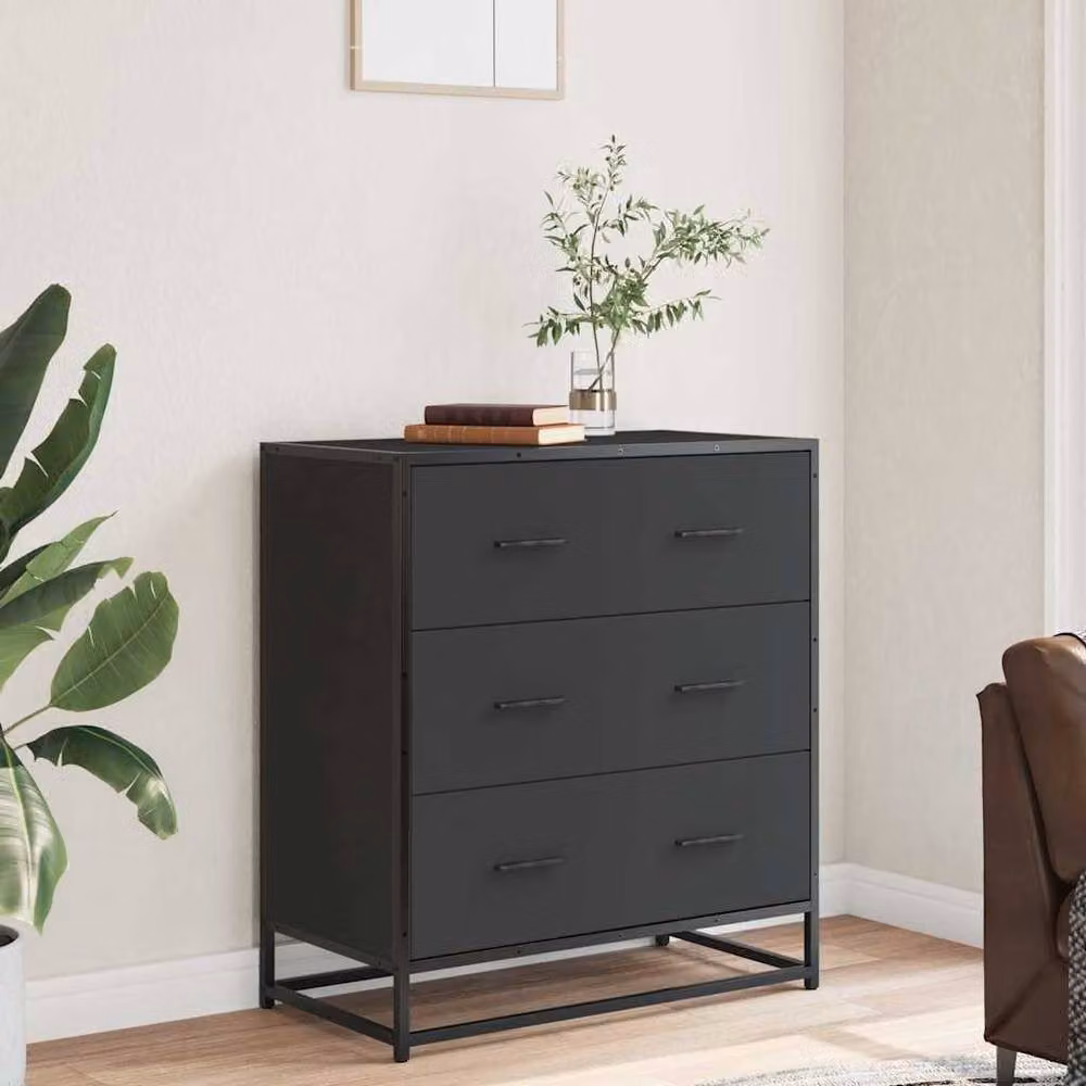 Berkfield Home Industrial Black Sideboard in MDF and Metal, W/D/H: 68 x 35 x 76 cm – 3