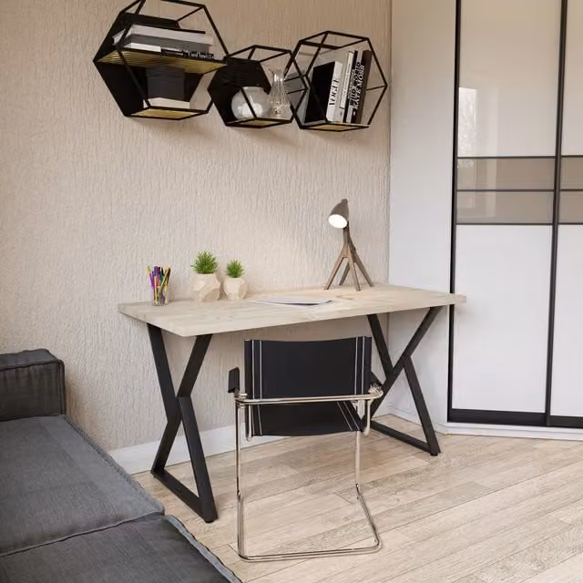 Shefa Line Chicago Rectangular Dining Table in Craft Oak and Grey