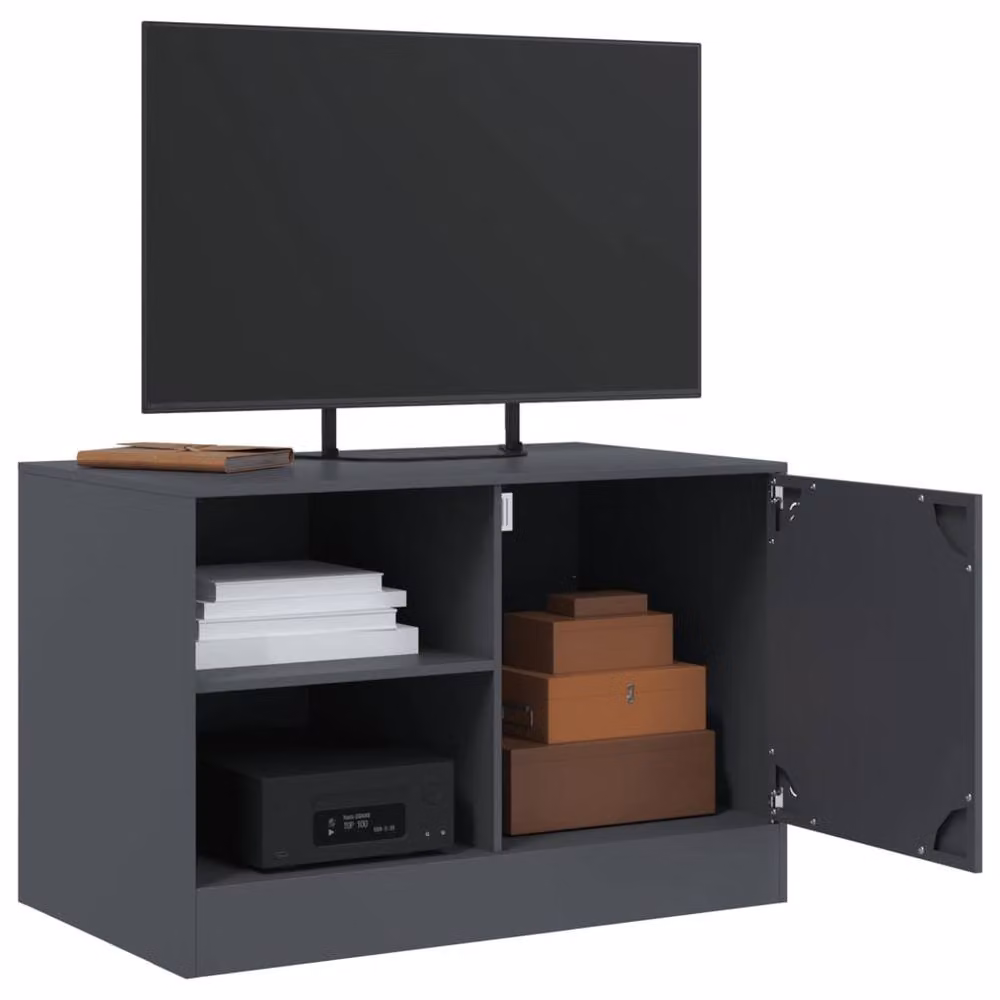 Berkfield Home Anthracite Steel TV Cabinet in Dark Grey, W/D/H: 67 x 39 x 44 cm – 5
