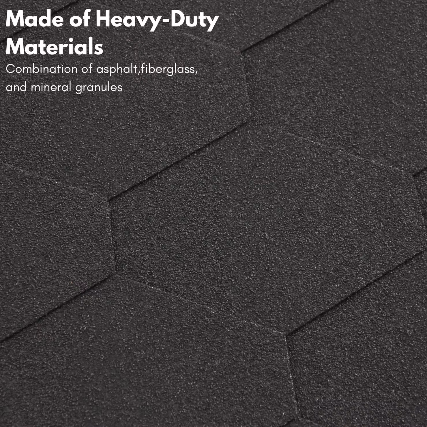 Novecrafto Heavy Duty Hexagonal Asphalt Roof Shingles, Black, 25 Pieces, W: 80 cm, H: 31.5 cm – 6