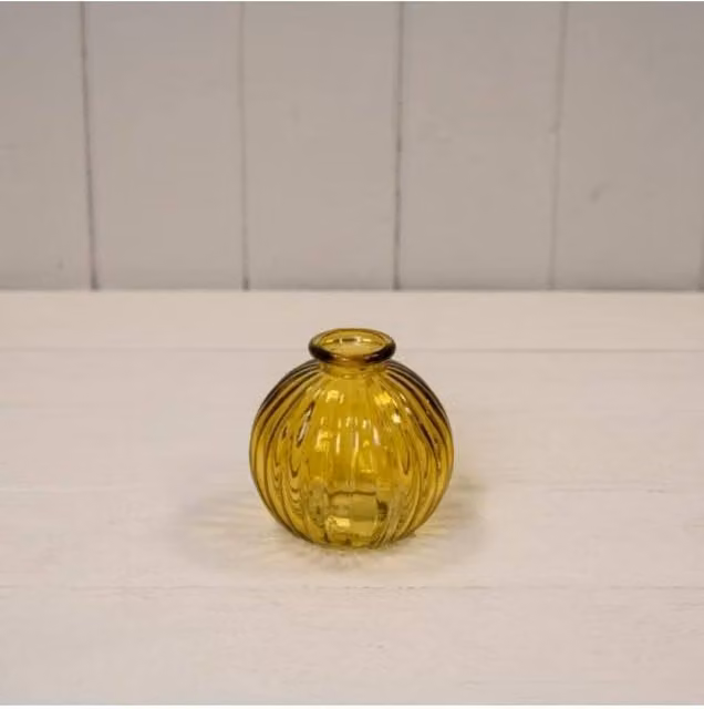 KDMD Rustic Yellow Glass Tabletop Vase, Diameter: 8 cm