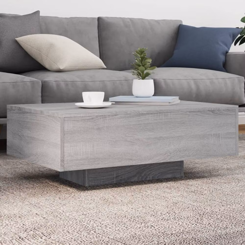 Berkfield Home Modern Rectangular Coffee Table with LED Lights in Grey Sonoma, W: 85 cm, D: 55 cm, H: 31 cm – 2