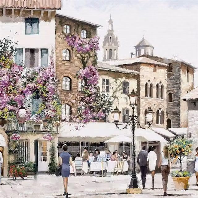 Richard Macneil Sunshine Square Multicolour Wooden Canvas Print, W/D/H: 30 x 30 x 4 cm