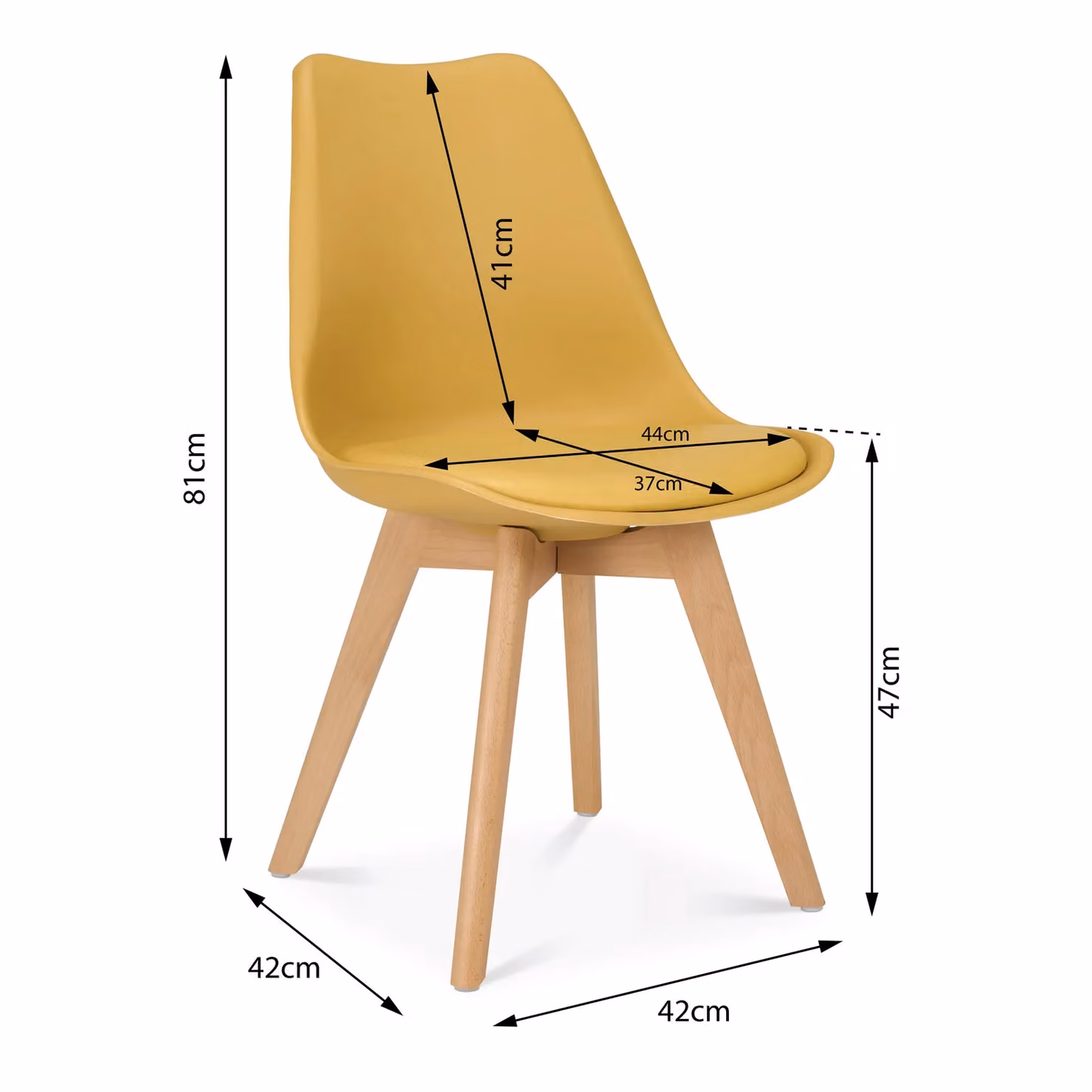 Bravich LTD Rocco Tulip Dining Chair in Mustard, Set of 4 – 4