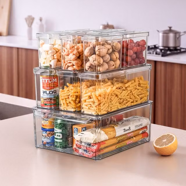 Lifeideas 10 Pack Transparent Plastic PET Fridge Storage Containers