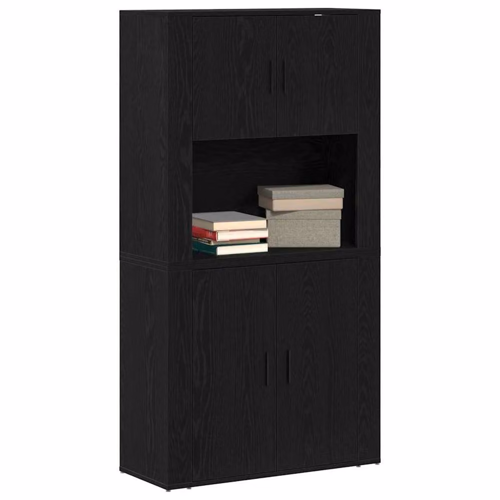 Berkfield Home Modern Black Oak Highboard, W/D/H: 80 x 33 x 150 cm – 3