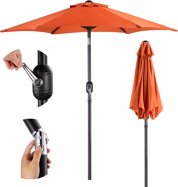 VonHaus 2m Parasol with Hand Crank and Tilt Function in Orange