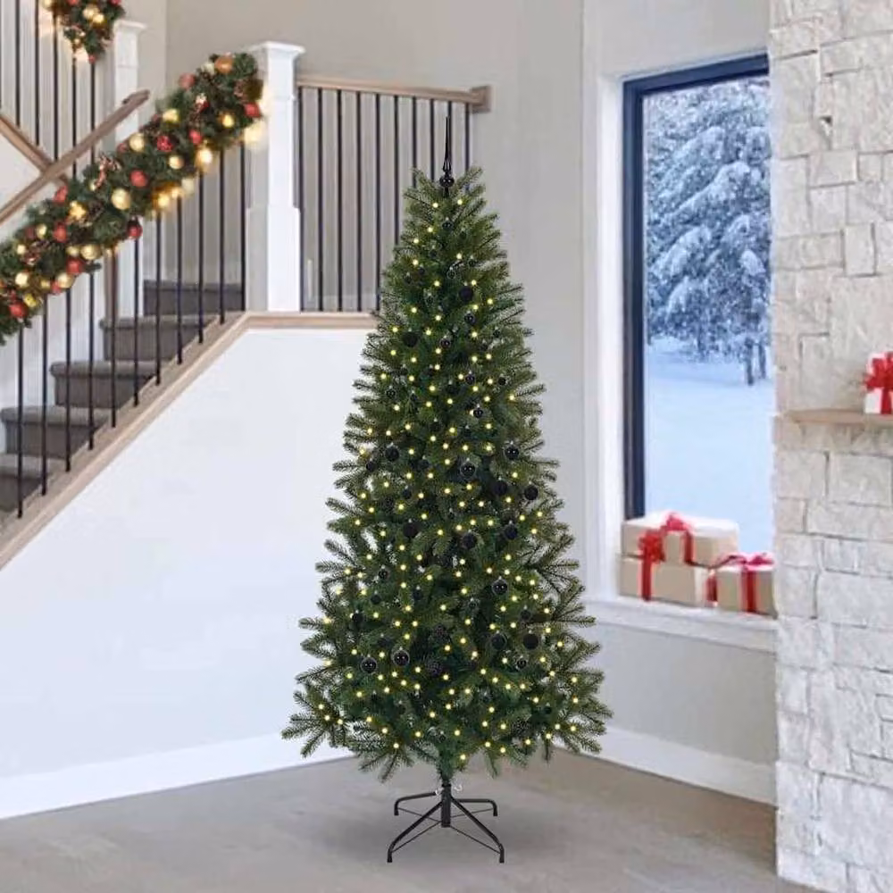 Berkfield Home Elegant Artificial Christmas Tree with 300 LEDs, Green, Height: 240 cm – 2