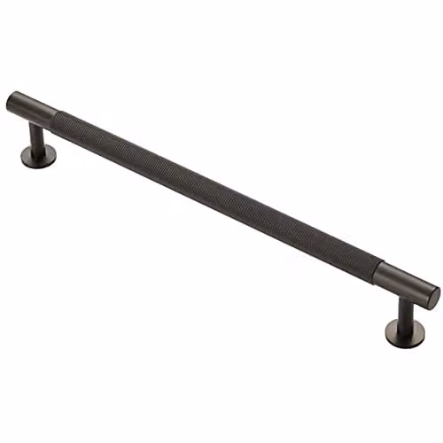 Loops Knurled Bar Door Pull Handle in Matt Black, W: 27.4 cm, D: 1.3 cm, Centres: 22.4 cm