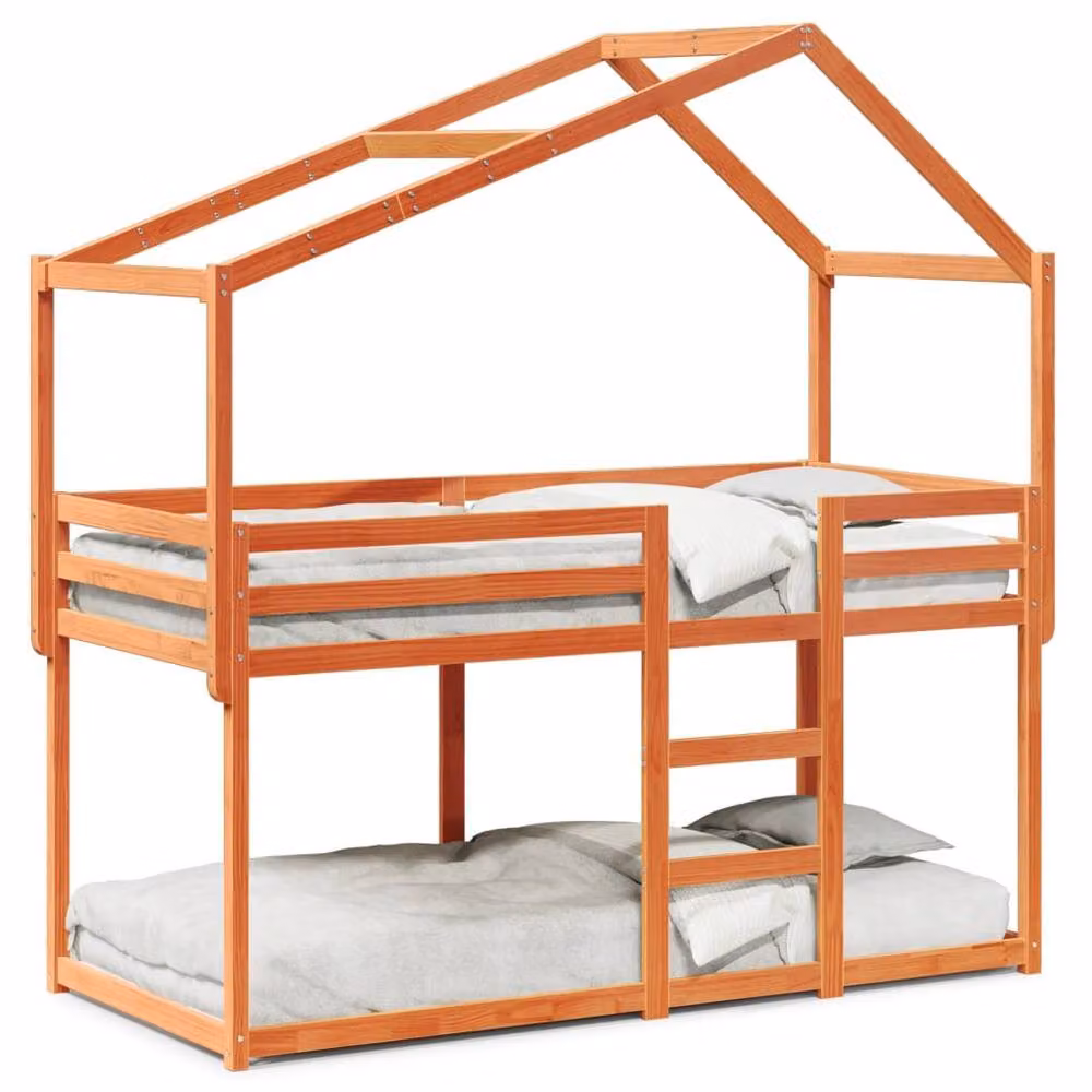 Berkfield Home Single Solid Wood Pine Bunk Bed in Wax Brown, W/D/H: 90 x 190 cm – 2