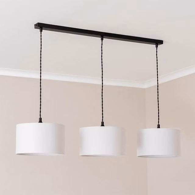 ValueLights Reni 3 Drop Bar Ceiling Pendant Light in Matte Black and White