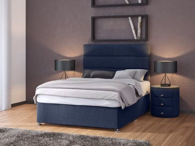 Bedmaster Linen 2 Drawer Divan Base in Midnight Blue, Super King, W: 200 cm x D: 200 cm