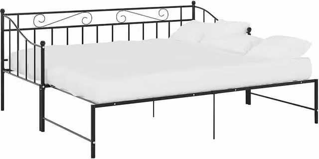 Berkfield Home Pull-out Sofa Bed Frame in Black Metal, W/D/H: 90 x 200 cm