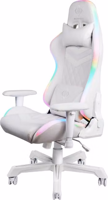 Deltaco WCH90 White Line RGB Gaming Chair in White with Synthetic Leather and Headrest