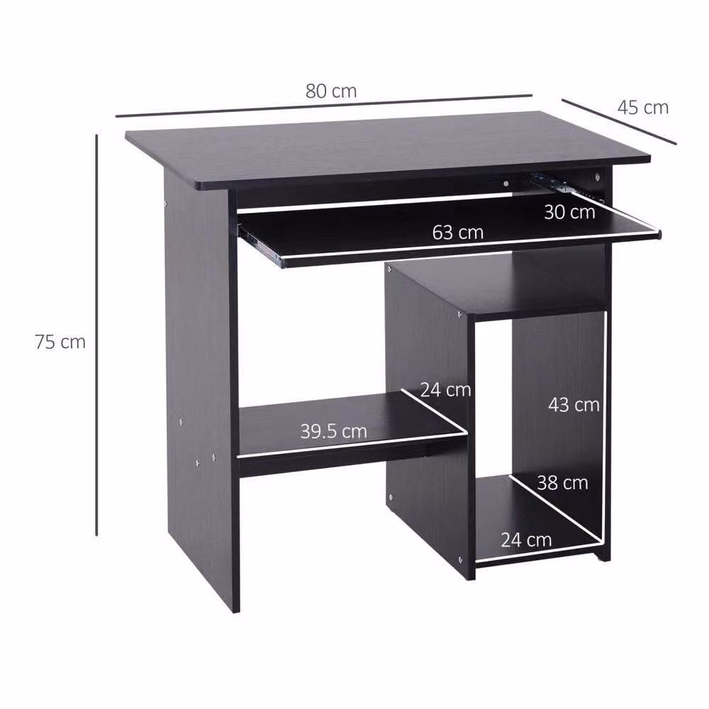 Wyld Haus Moke Black Corner Desk with Storage Shelves and Keyboard Tray W: 80 cm – 4
