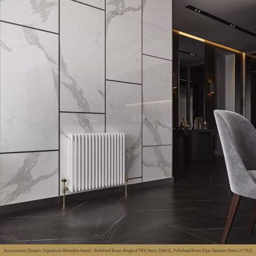 UK Radiators Alpha White 3 Column Traditional Cast-Iron Style Steel Radiator with Feet, W: 777 mm, H: 600 mm – 3