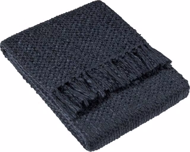 Morni Woven Tasselled Throw in Blue and Grey