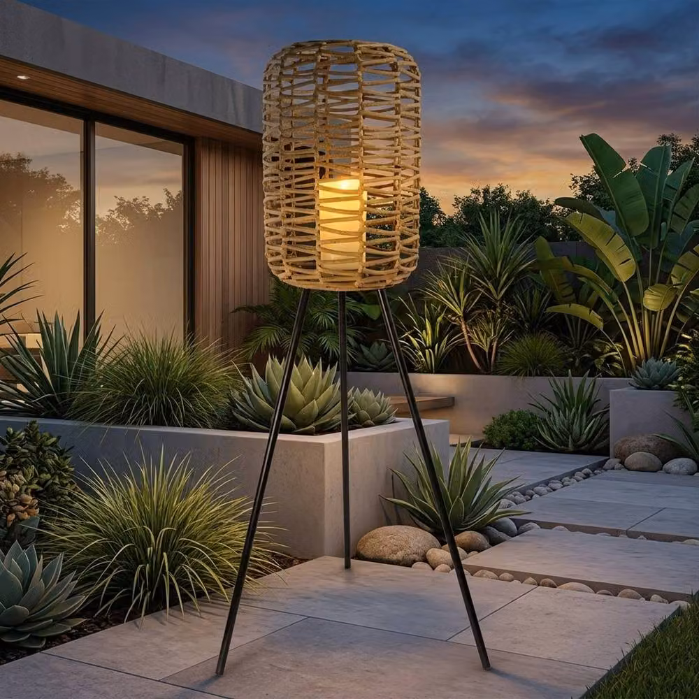 Garden Greatness Relica Rattan Effect Tripod Garden Lantern in Brown – 2