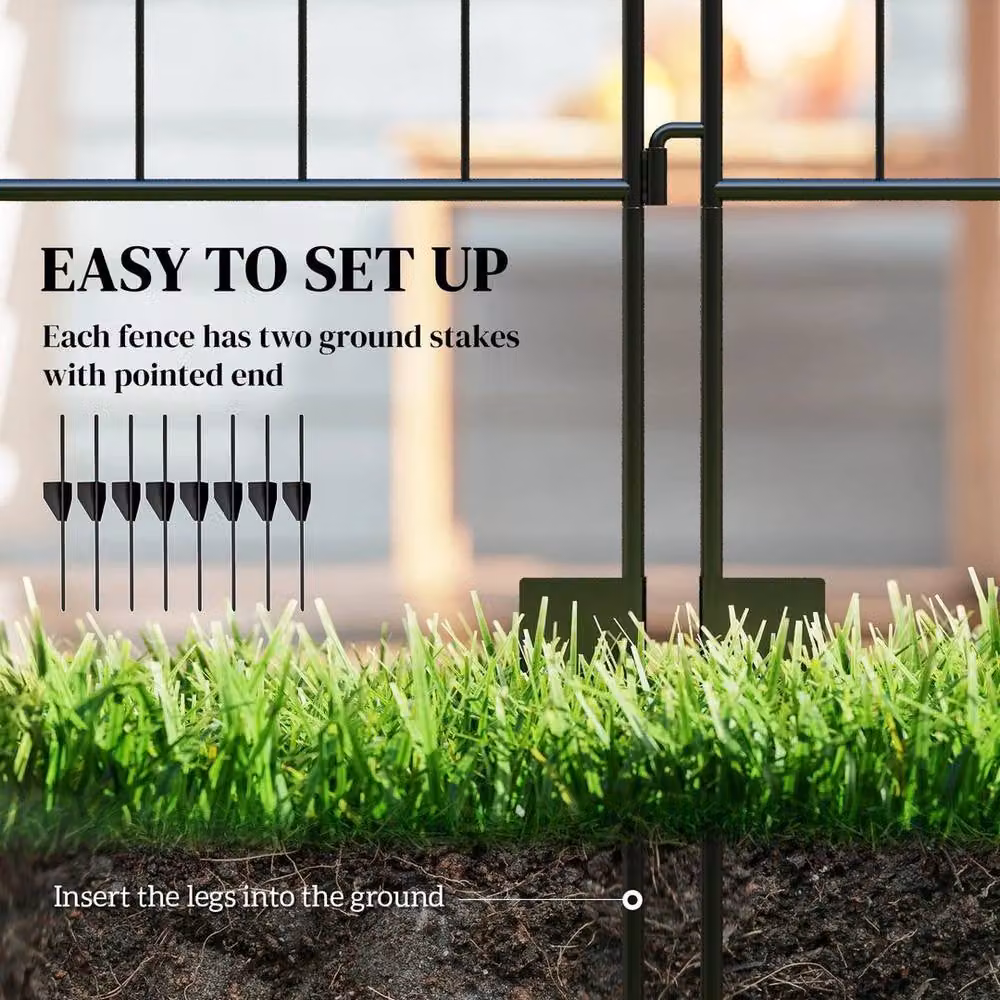 EONLION Black Decorative Garden Fence, 4 Panels, Height: 100 cm – 3