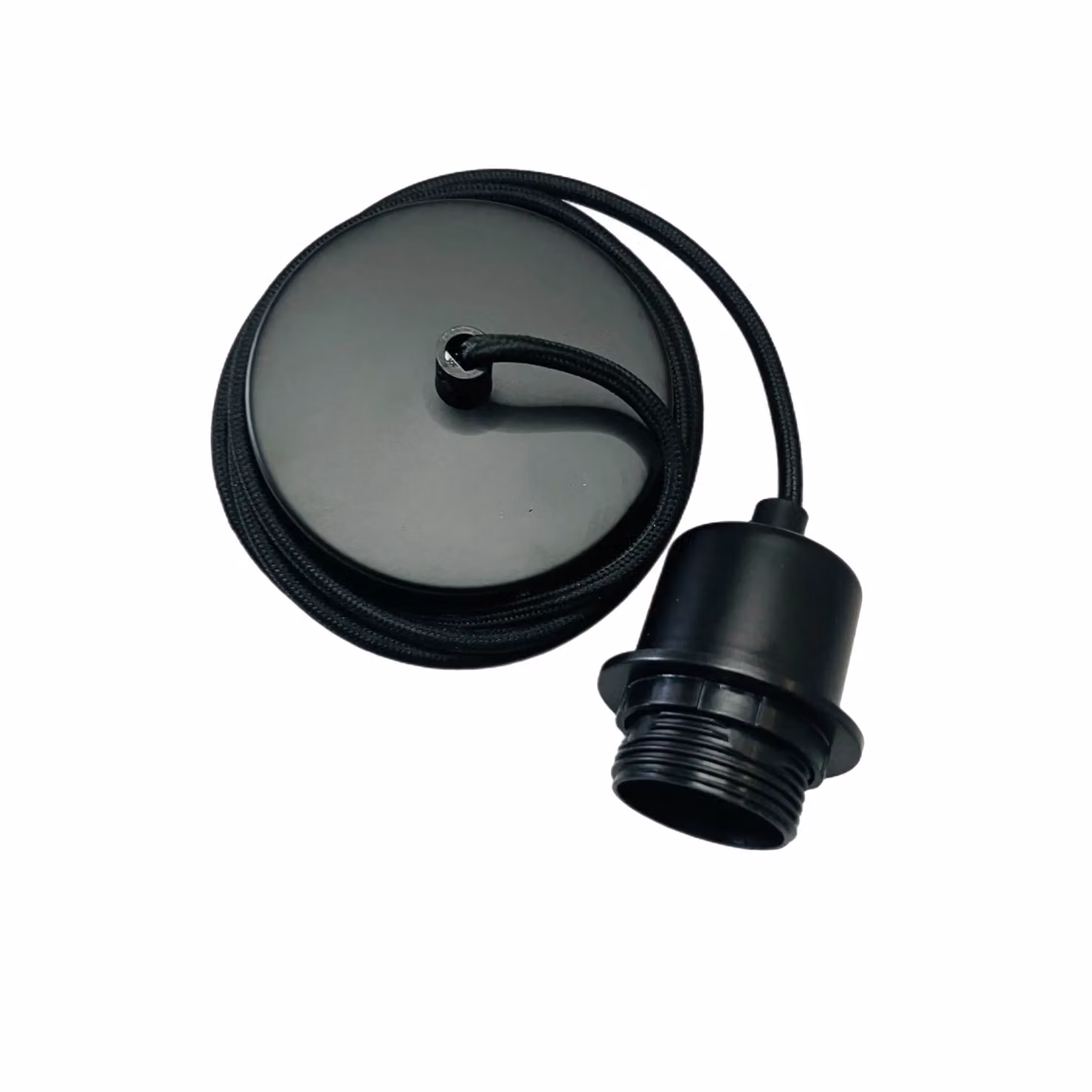CGC Lighting Ada Black Adjustable Suspended Pendant with Matching Ceiling Rose, E27, 1.5m – 2