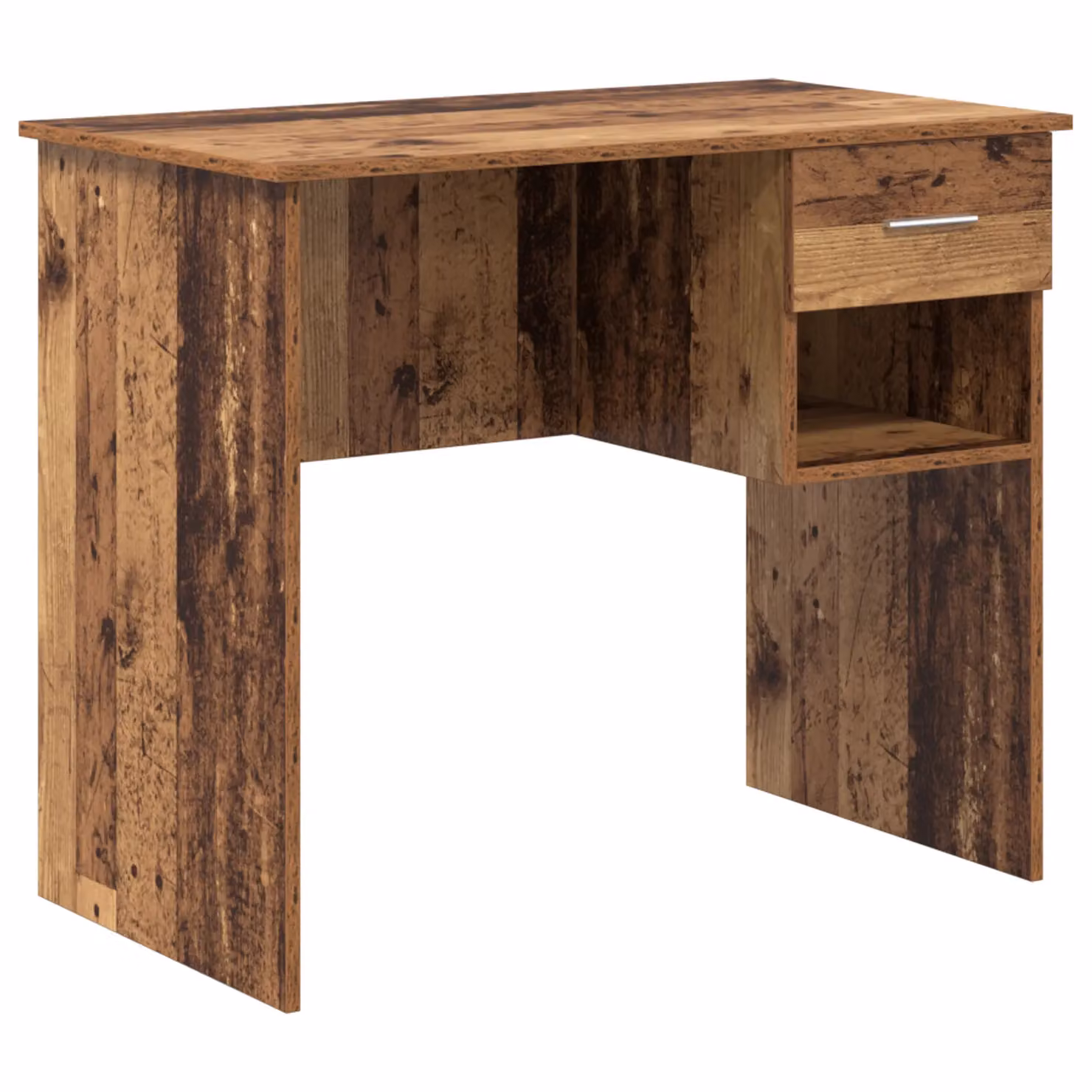 Berkfield Home Writing Desk with Storage in Brown Old Wood, W: 90 cm, D: 49.5 cm, H: 75 cm – 2