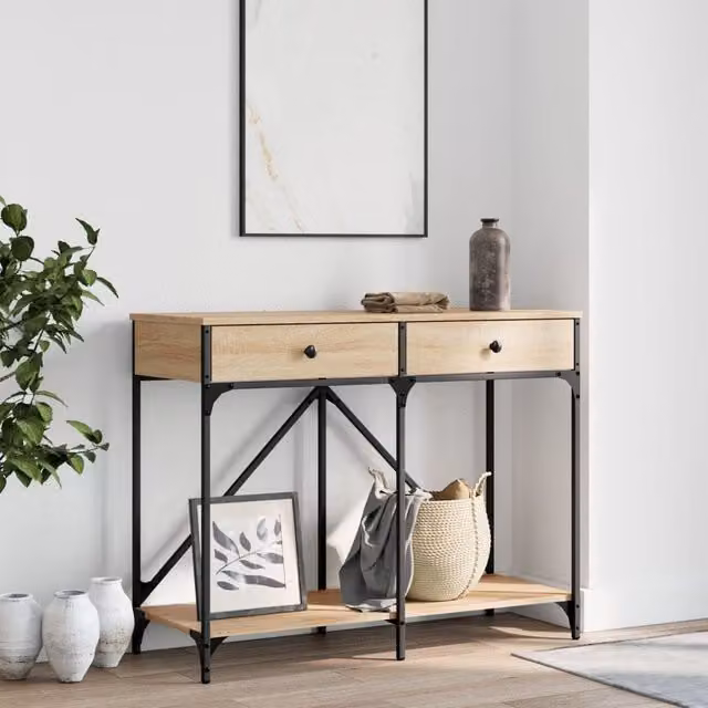 Berkfield Home Sonoma Oak Console Table in Brown, W: 100 cm, D: 39 cm, H: 78.5 cm – 1