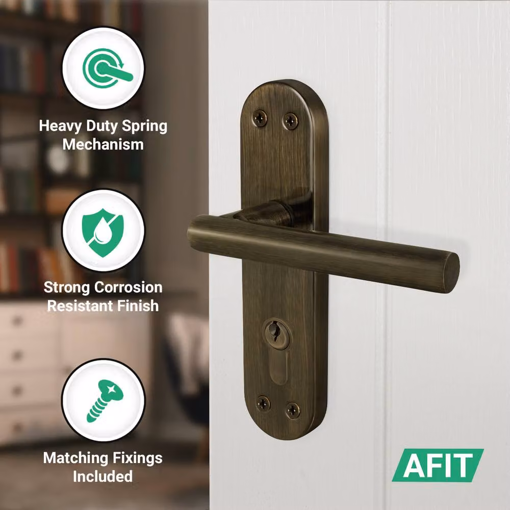 AFIT T-Bar Antique Brass Euro Thumbturn Cylinder Lock Set and Hinges in Bronze, 150 x 150 mm – 3