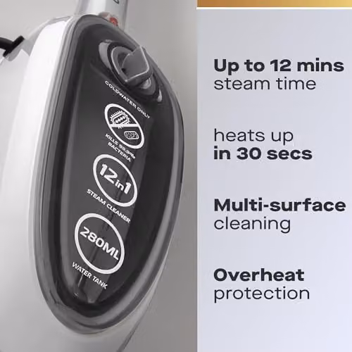 Daewoo 12-in-1 White Steam Mop with Handheld Function, 1300W Corded Multi-Purpose Cleaner for Home, Clothes and Car – 2