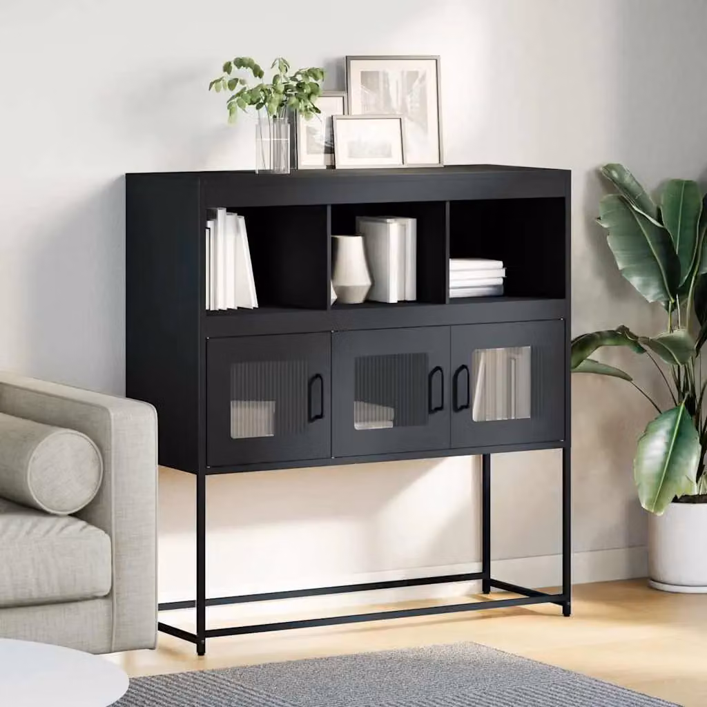 Berkfield Home Anthracite and Black Industrial Sideboard in Matt Cold-rolled Steel, W/D/H: 100.5 x 39 x 107 cm – 2