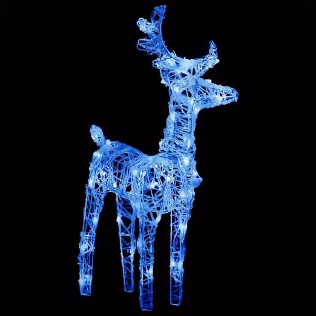 Berkfield Home Blue Reindeers and Sleigh Christmas Decoration with 160 LEDs, Height: 130 cm