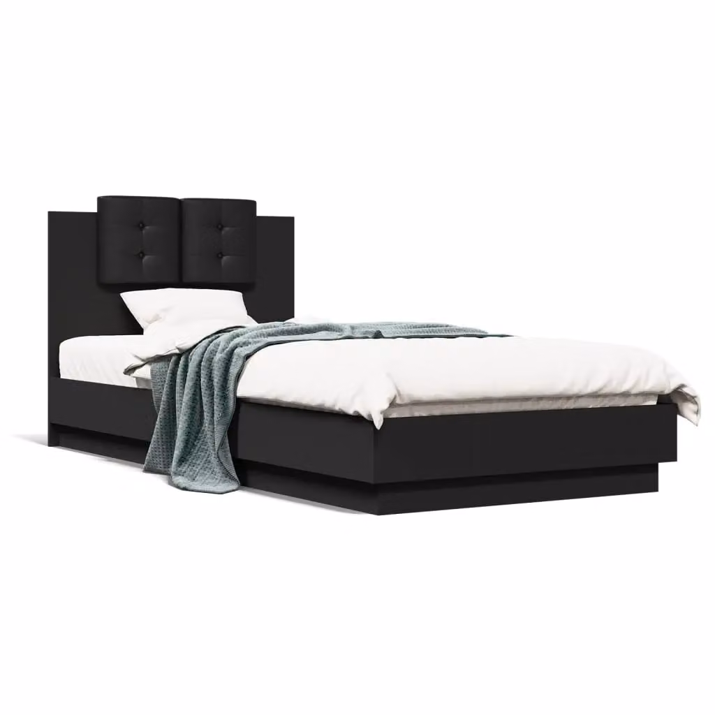 Berkfield Home Modern Upholstered Bed Frame in Black, W/D/H: 100 x 200 cm – 2