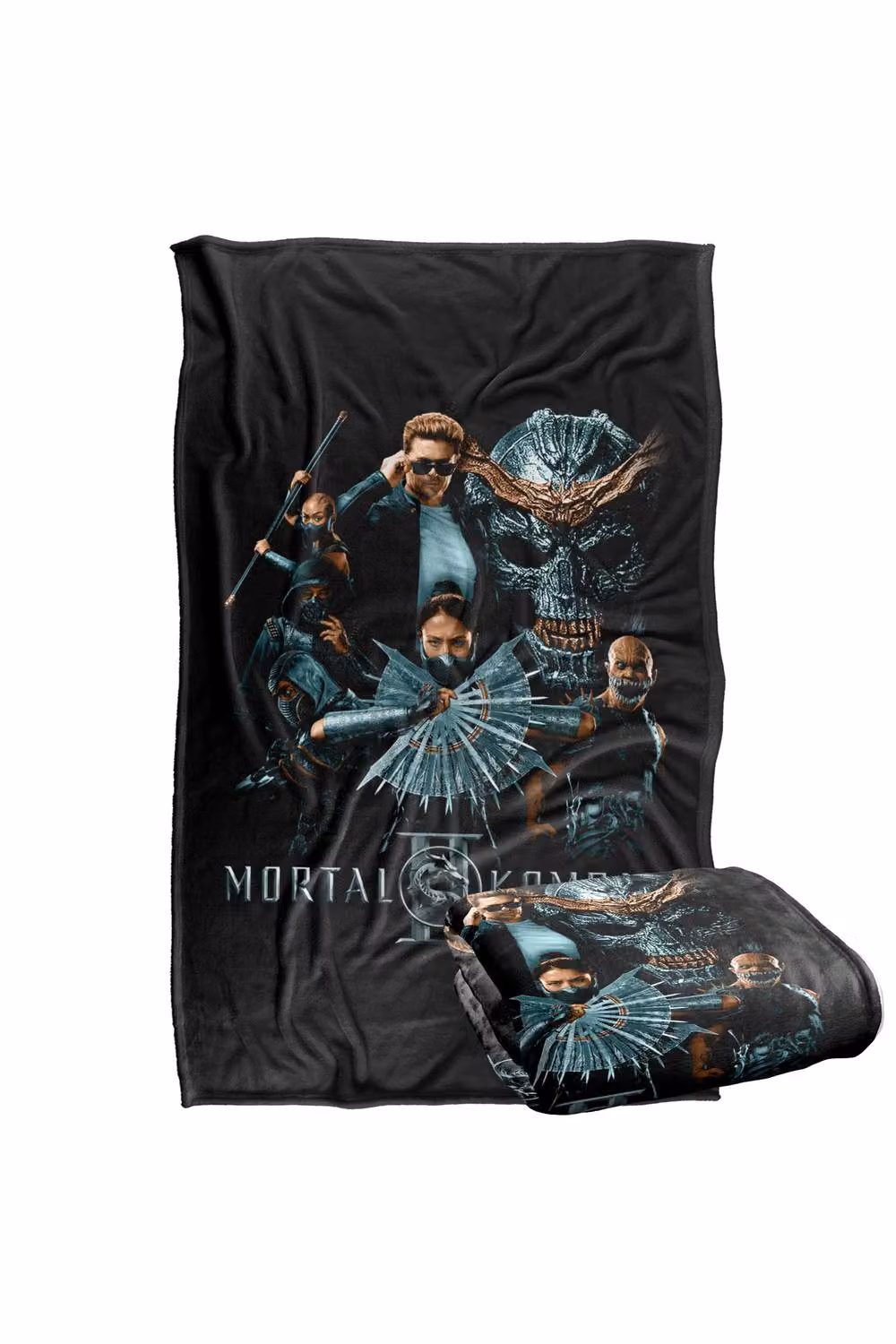 Warner Bros. Mortal Kombat 2 Duotone Fighters Super Soft Polyester Throw Blanket, Large, Black and Multicolour – 2